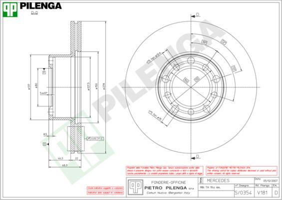 Pilenga V181 - Гальмівний диск autocars.com.ua