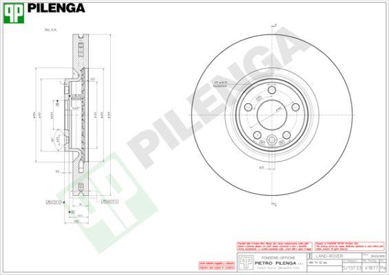 Pilenga V1877 - Гальмівний диск autocars.com.ua