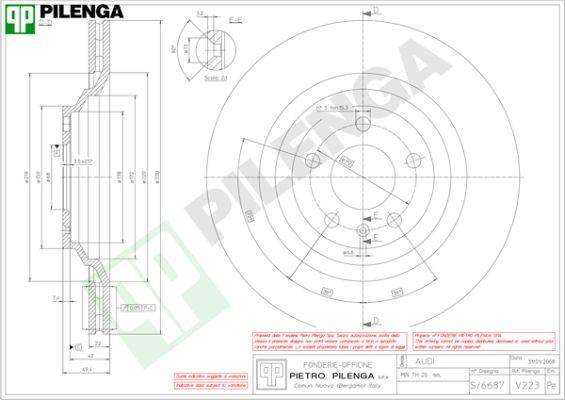 Pilenga V223 - Гальмівний диск autocars.com.ua