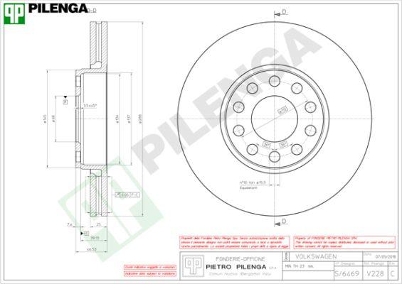 Pilenga V228 - Гальмівний диск autocars.com.ua