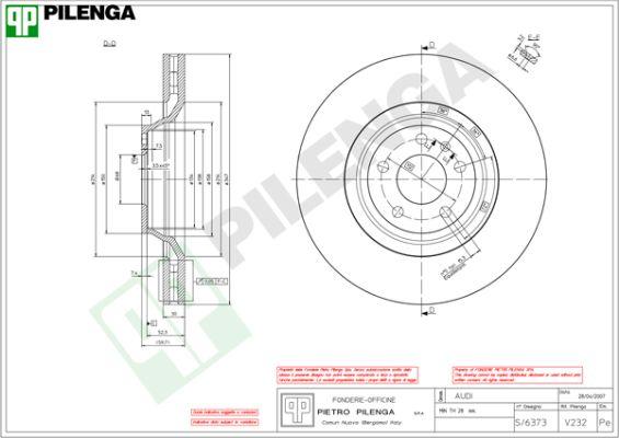 Pilenga V232 - Гальмівний диск autocars.com.ua