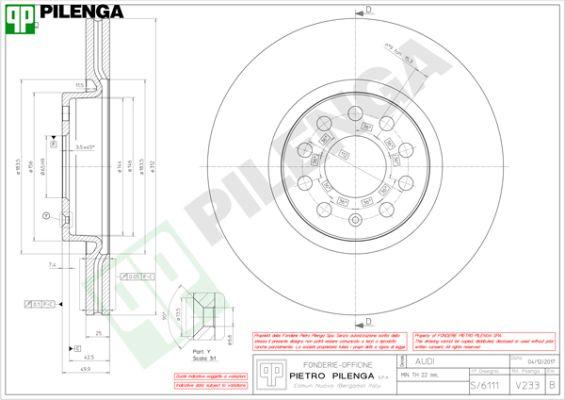 Pilenga V233 - Гальмівний диск autocars.com.ua