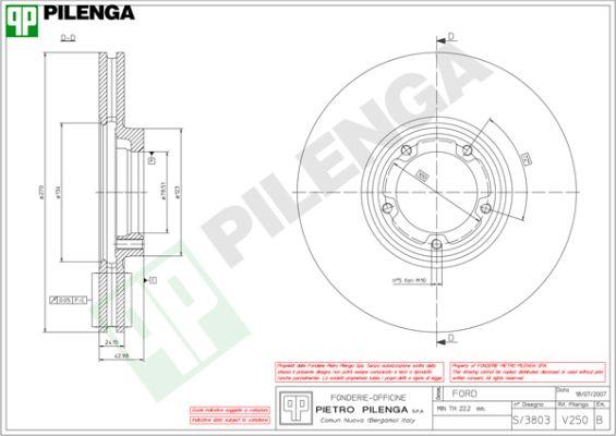 Pilenga V250 - Гальмівний диск autocars.com.ua