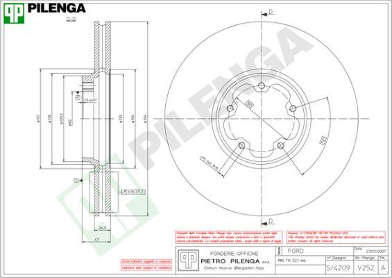 Pilenga V252 - Гальмівний диск autocars.com.ua