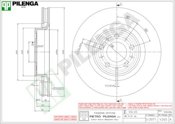 Pilenga V265 - Гальмівний диск autocars.com.ua