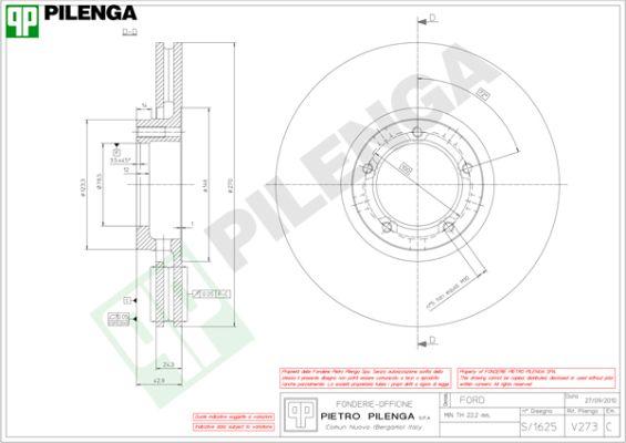 Pilenga V273 - Тормозной диск avtokuzovplus.com.ua