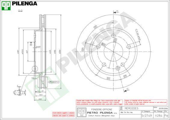 Pilenga V284 - Гальмівний диск autocars.com.ua