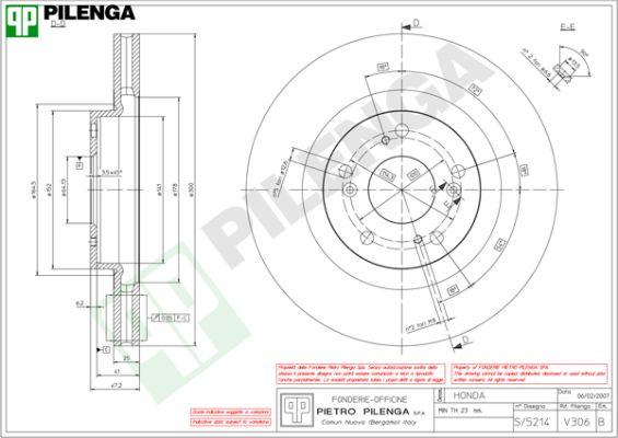 Pilenga V306 - Гальмівний диск autocars.com.ua