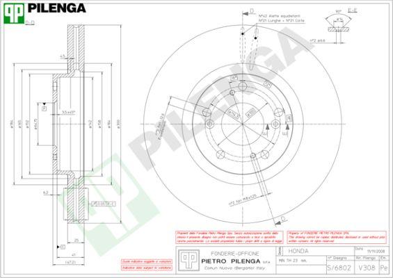 Pilenga V308 - Гальмівний диск autocars.com.ua