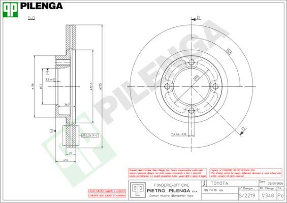 Pilenga V348 - Гальмівний диск autocars.com.ua