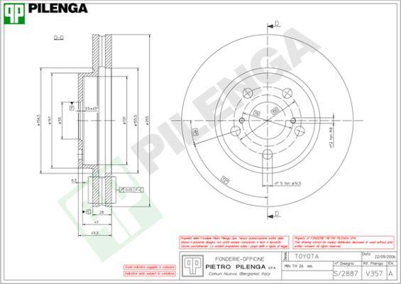 Pilenga V357 - Гальмівний диск autocars.com.ua