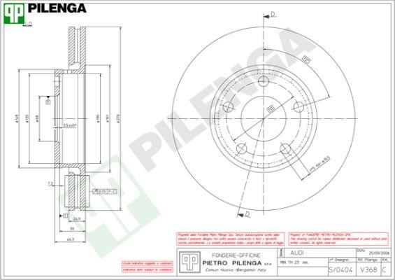 Pilenga V368 - Тормозной диск avtokuzovplus.com.ua