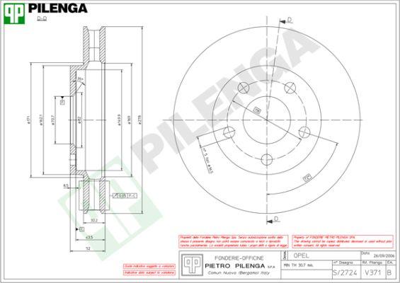 Pilenga V371 - Тормозной диск avtokuzovplus.com.ua