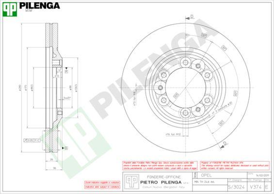 Pilenga V374 - Гальмівний диск autocars.com.ua