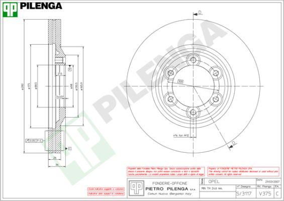 Pilenga V375 - Тормозной диск avtokuzovplus.com.ua