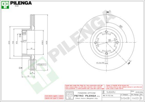 Pilenga V403 - Тормозной диск avtokuzovplus.com.ua