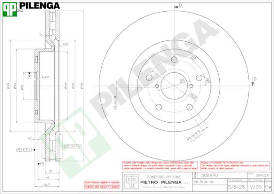 Pilenga V409 - Тормозной диск avtokuzovplus.com.ua