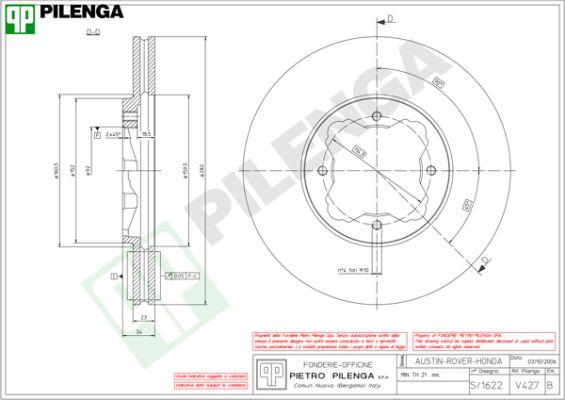 Pilenga V427 - Тормозной диск avtokuzovplus.com.ua