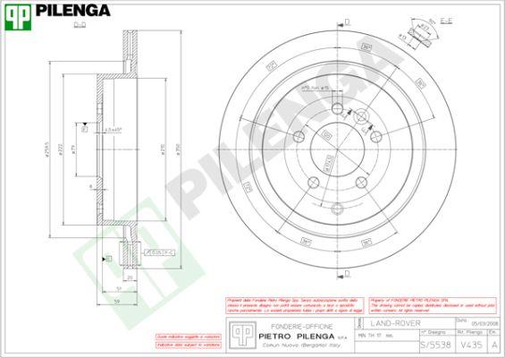 Pilenga V435 - Гальмівний диск autocars.com.ua