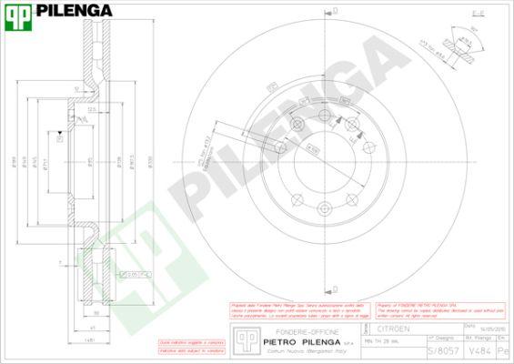 Pilenga V484 - Гальмівний диск autocars.com.ua