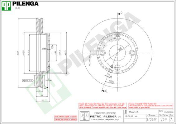 Pilenga V514 - Тормозной диск avtokuzovplus.com.ua