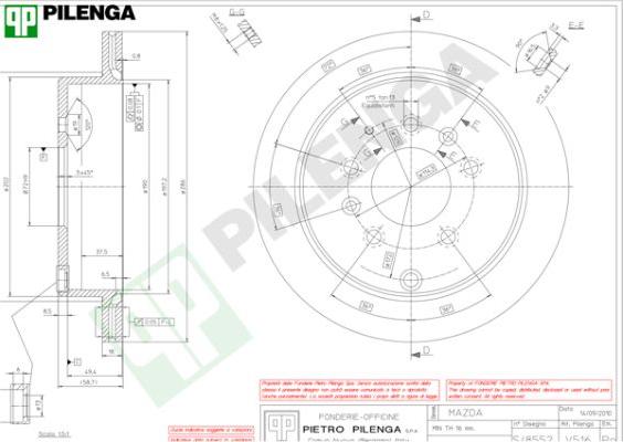 Pilenga V516 - Гальмівний диск autocars.com.ua