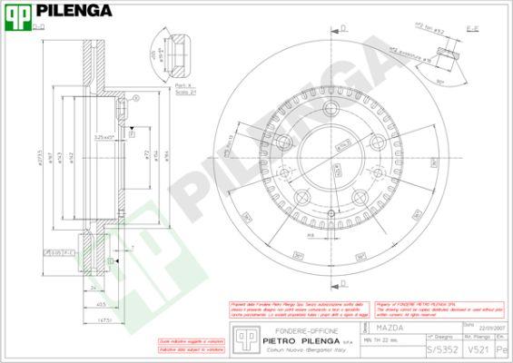 Pilenga V521 - Гальмівний диск autocars.com.ua