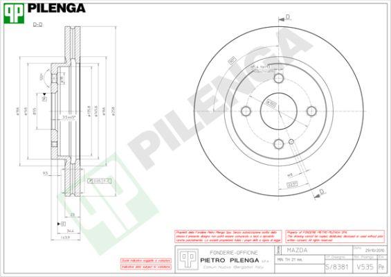 Pilenga V535 - Гальмівний диск autocars.com.ua