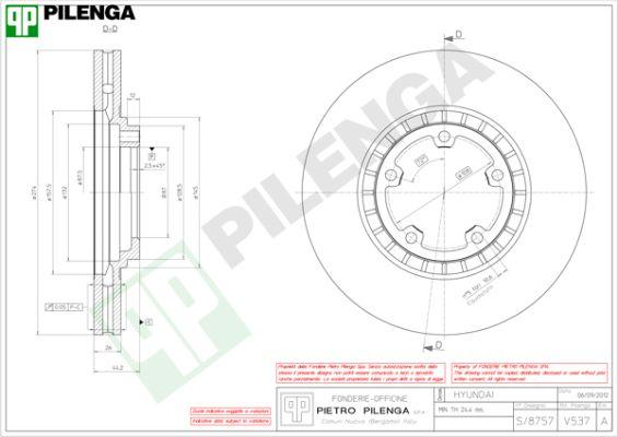 Pilenga V537 - Гальмівний диск autocars.com.ua