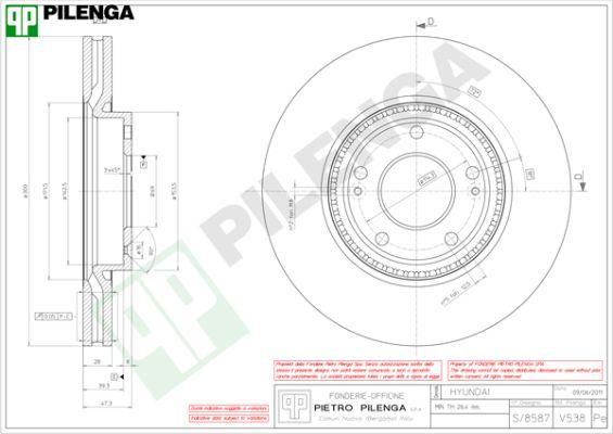 Pilenga V538 - Гальмівний диск autocars.com.ua