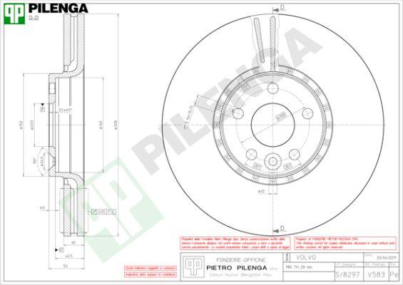 Pilenga V583 - Гальмівний диск autocars.com.ua