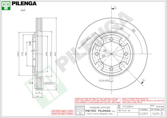 Pilenga V605 - Тормозной диск avtokuzovplus.com.ua