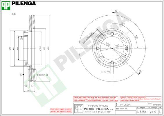 Pilenga V610 - Гальмівний диск autocars.com.ua