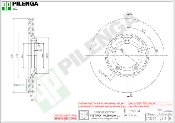 Pilenga V611 - Тормозной диск avtokuzovplus.com.ua