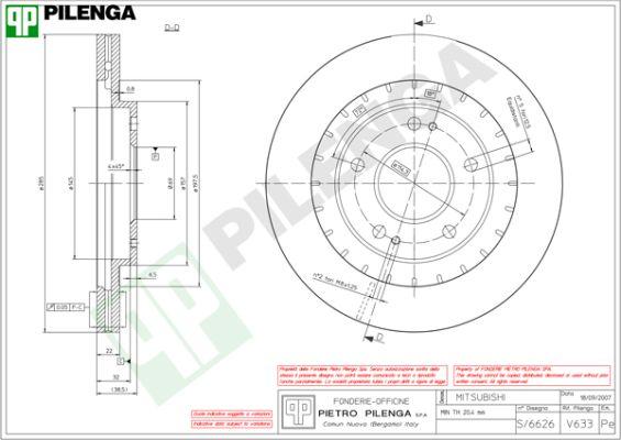 Pilenga V633 - Гальмівний диск autocars.com.ua