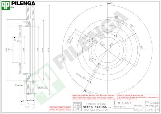 Pilenga V637 - Гальмівний диск autocars.com.ua