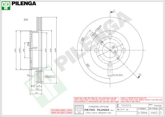 Pilenga V662 - Тормозной диск avtokuzovplus.com.ua