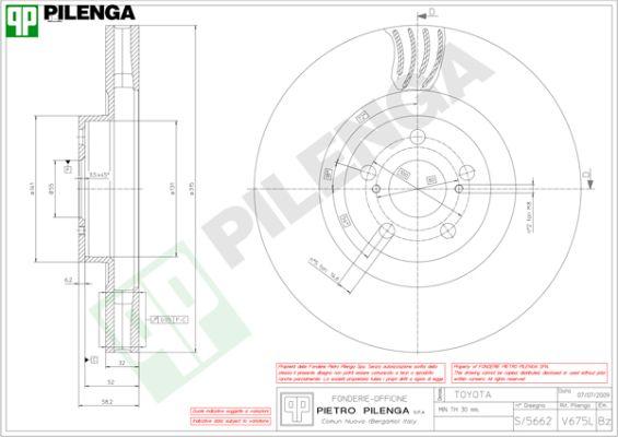 Pilenga V675L - Гальмівний диск autocars.com.ua