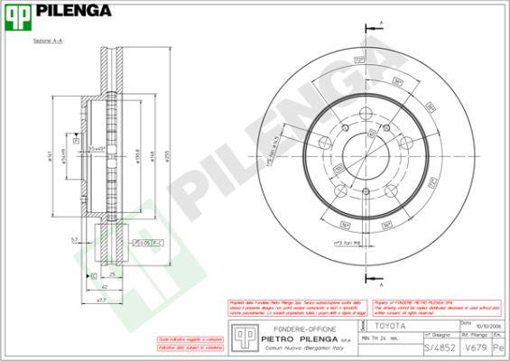 Pilenga V679 - Тормозной диск avtokuzovplus.com.ua