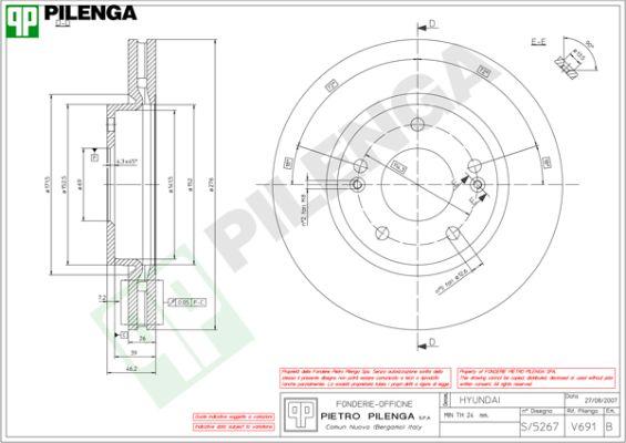 Pilenga V691 - Гальмівний диск autocars.com.ua