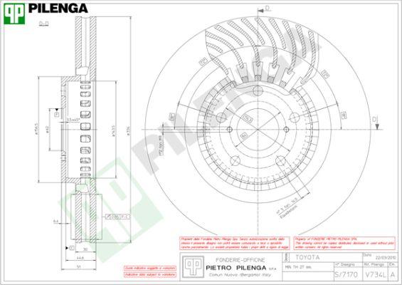 Pilenga V734L - Гальмівний диск autocars.com.ua