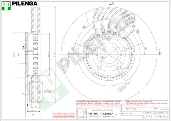 Pilenga V734R - Гальмівний диск autocars.com.ua