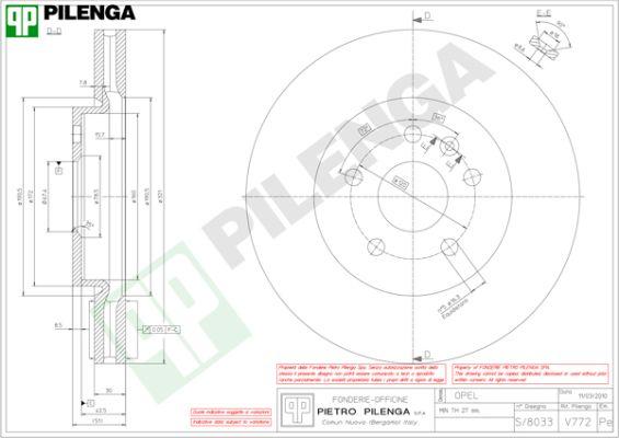 Pilenga V772 - Гальмівний диск autocars.com.ua