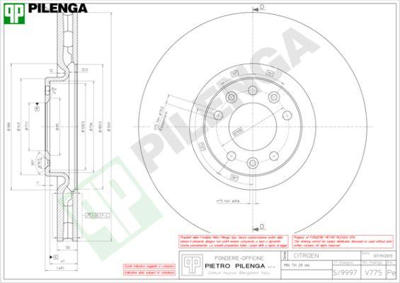 Pilenga V775 - Гальмівний диск autocars.com.ua