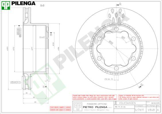 Pilenga V848 - Гальмівний диск autocars.com.ua