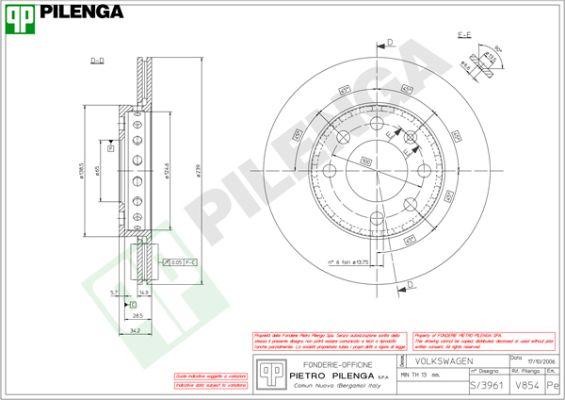 Pilenga V854 - Гальмівний диск autocars.com.ua