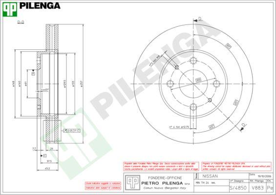 Pilenga V883 - Тормозной диск avtokuzovplus.com.ua