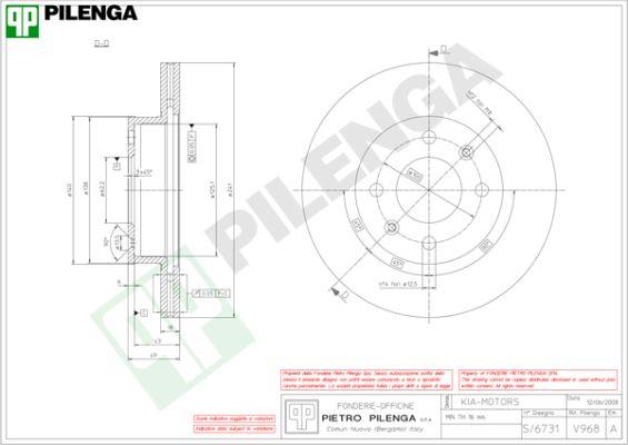 Pilenga V968 - Тормозной диск autodnr.net