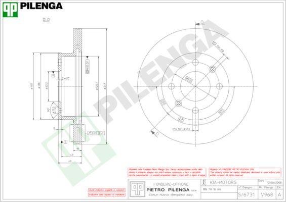 Pilenga V968 - Гальмівний диск autocars.com.ua