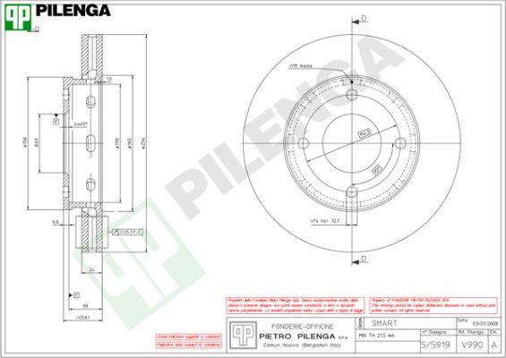 Pilenga V990 - Тормозной диск avtokuzovplus.com.ua